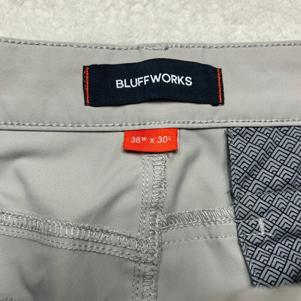Bluffworks Ascender 5 Pocket Pants Mens 36x30 Gray Flat Front Stretch "Read" - Picture 8 of 15